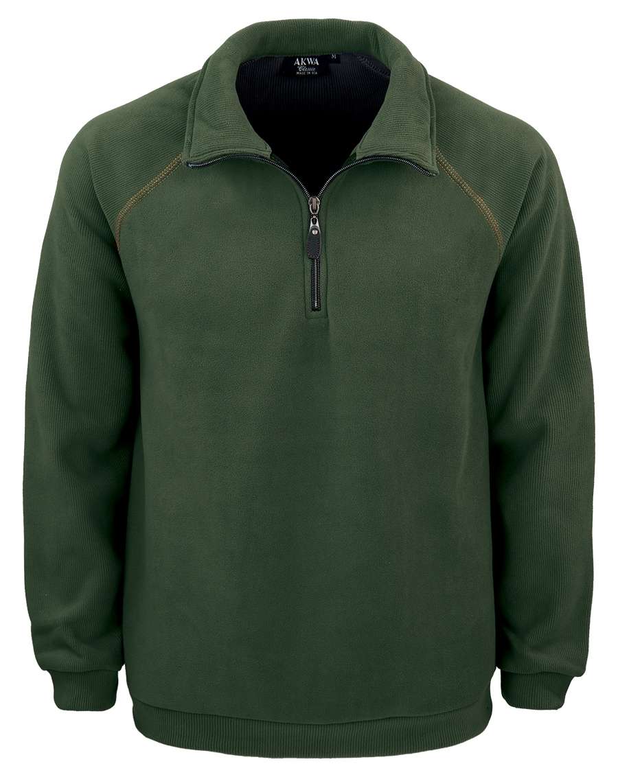 AKWA Men's Corduroy Bonded Fleece 1/4 Zip Pullover